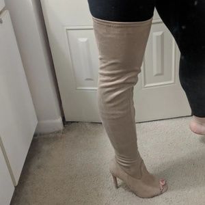 Tan thigh high boots